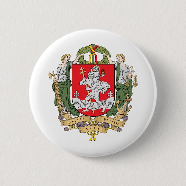 Coat of arms of Vilnius, Lithuania Button (Front)