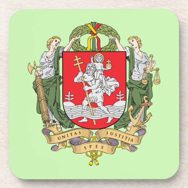 Coat of arms of Vilnius, Lithuania Drink Coaster (Front)