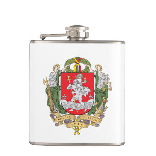 Coat of arms of Vilnius, Lithuania Hip Flask
