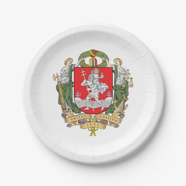 Coat of arms of Vilnius, Lithuania Paper Plates (Front)
