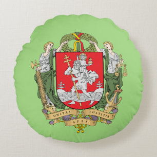 Coat of arms of Vilnius, Lithuania Round Pillow