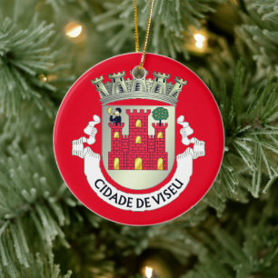 Coat of Arms of Viseu, PORTUGAL Ceramic Tree Decoration
