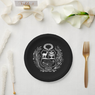 Coat of Arms Peruvian Flag Party Paper Plate