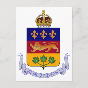 Coat of arms Québec Official Canada Heraldry Logo Postcard