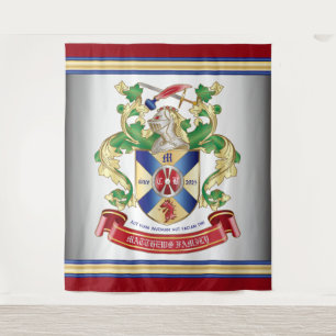 Coat of Arms Silver Knight Shield Dragon Monogram Tapestry