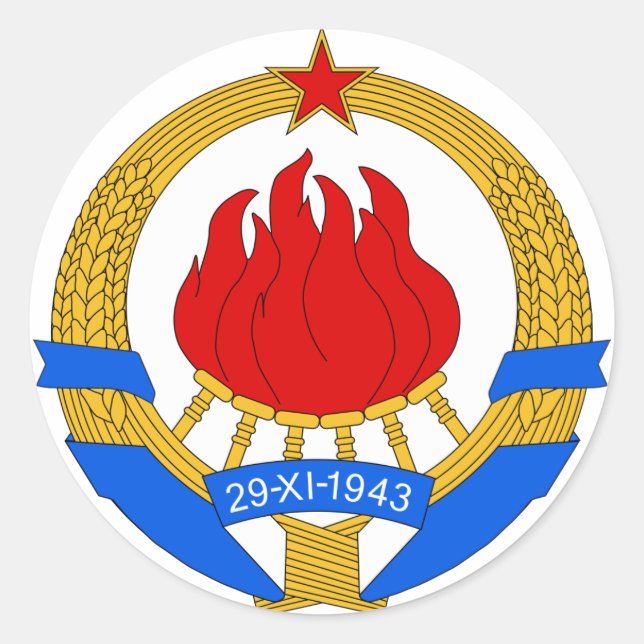 Coat of Arms Yugoslavia Official Heraldry symbnol Classic Round Sticker (Front)
