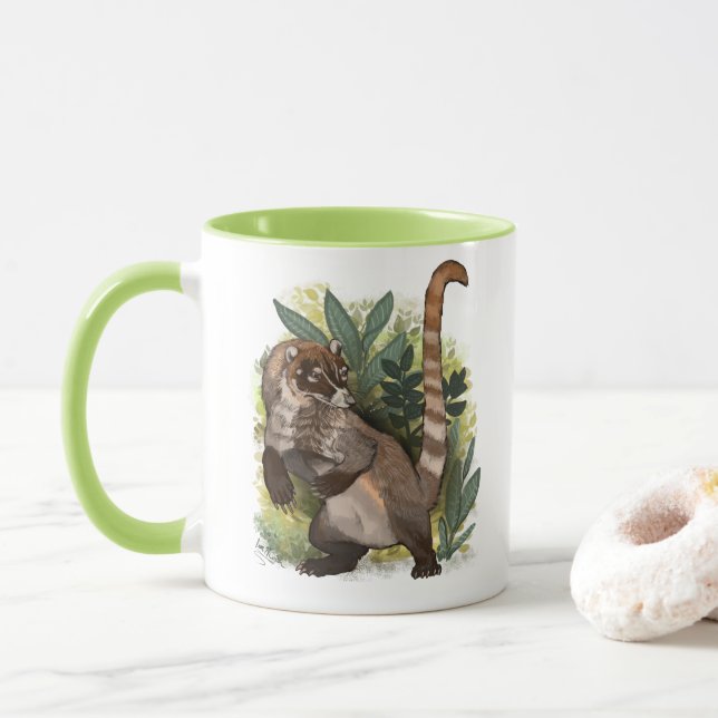 Coatamundi or White Nosed Coati Mug (With Donut)