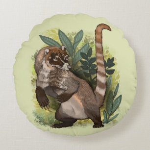 Coatamundi or White Nosed Coati Round Cushion