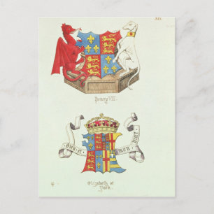 Coats of Arms of Henry VII  and Elizabeth of York Postcard
