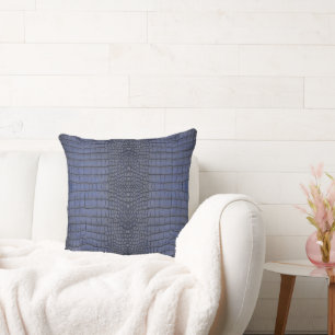 Cobalt Alligator Texture Print Cushion