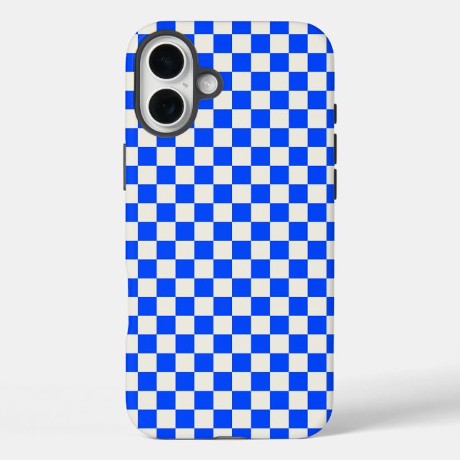 Cobalt and cream checkerboard pattern Case-Mate iPhone case (Back)
