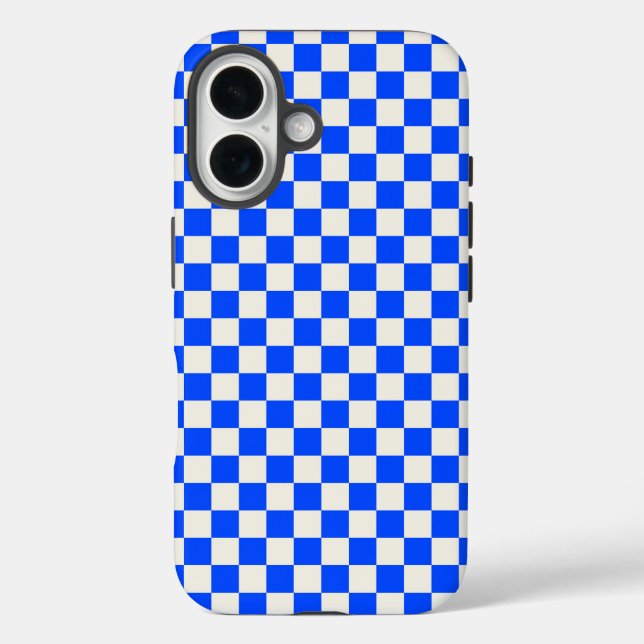 Cobalt and cream checkerboard pattern Case-Mate iPhone case (Back)