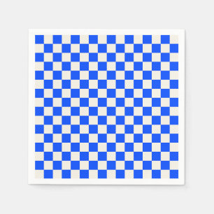 Cobalt and cream checkerboard pattern napkin