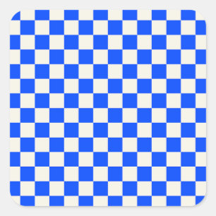 Cobalt and cream checkerboard pattern square sticker
