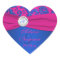 Cobalt and Fuchsia Damask Heart Shaped Sticker