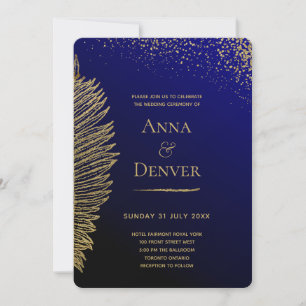Cobalt And Gold Dust Wedding Invitation