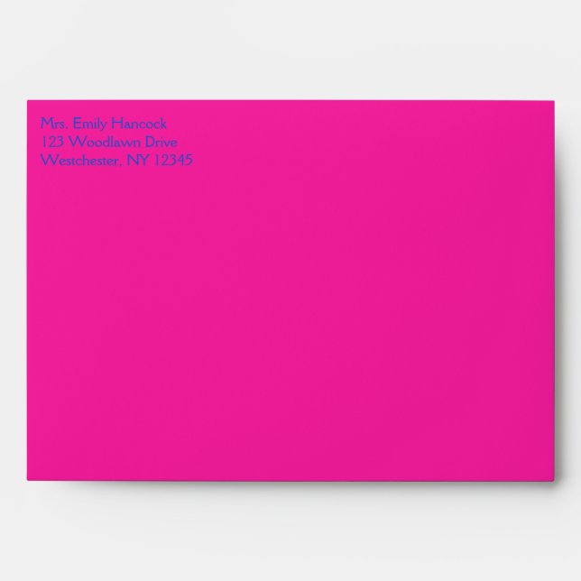 Cobalt and Pink Damask A7 Envelope for 5"x7" Sizes (Front)
