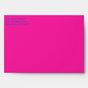 Cobalt and Pink Damask A7 Envelope for 5"x7" Sizes
