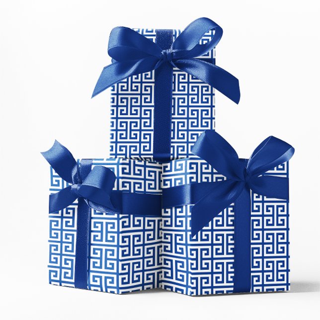 Cobalt and White Greek Key Pattern Wrapping Paper (Cobalt and White Greek Key Pattern Wrapping Paper)
