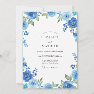 Cobalt Azure Painted Wedding Invitation