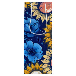 Cobalt Bloom  Wine Gift Bag