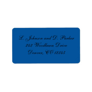 Cobalt Blue and Black Address Label