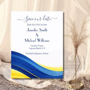 Cobalt Blue and Lemon Yellow Save The Date