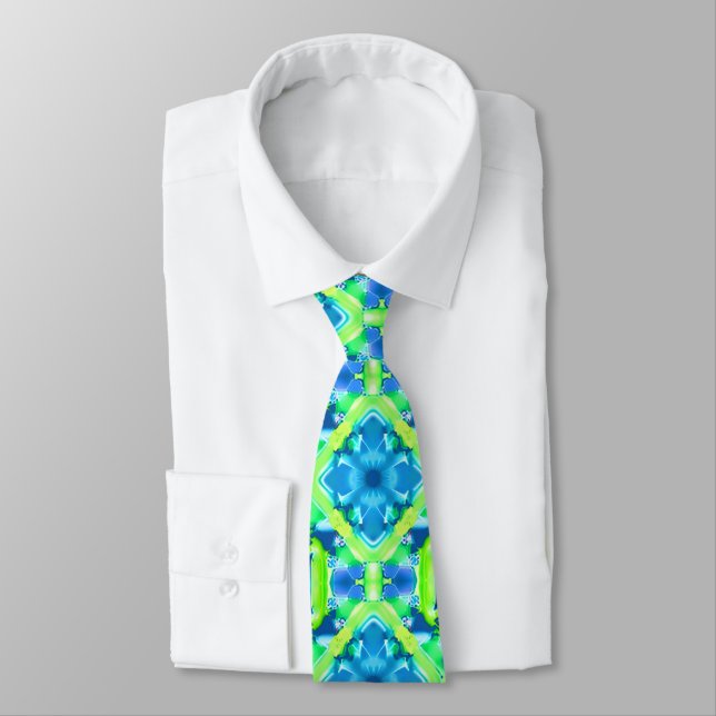 Cobalt Blue and Lime Green Tie Dye Pattern (Tied)