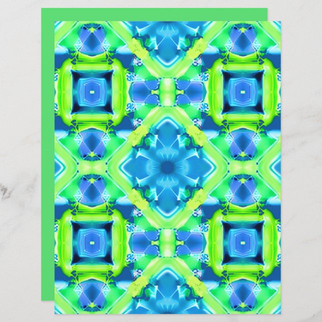 Cobalt Blue and Lime Green Tie Dye Pattern  (Front/Back)