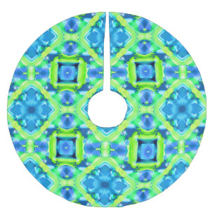 Cobalt Blue and Lime Green Tie Dye Pattern Brushed Polyester Tree Skirt