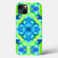 Cobalt Blue and Lime Green Tie Dye Pattern 