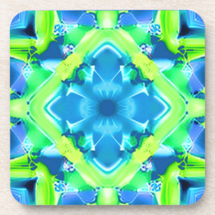 Cobalt Blue and Lime Green Tie Dye Pattern  Coaster