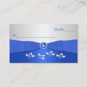 Cobalt Blue and Silver Floral Placecards