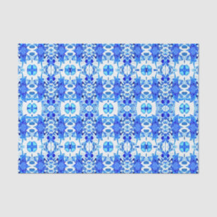 Cobalt Blue and White Batik Tile Pattern  Tissue Paper