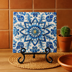 Cobalt Blue and White Mexican Seamless Backsplash  Tile