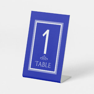 Cobalt blue and white wedding pedestal sign