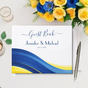 Cobalt Blue and Yellow Modern Wedding Guest Book