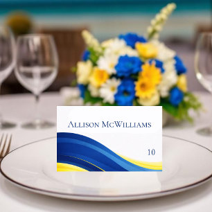 Cobalt Blue and Yellow Wedding Place Cards