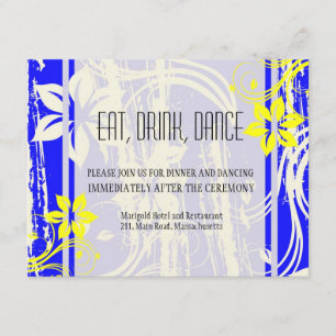 Cobalt Blue and Yellow Wedding Reception Card