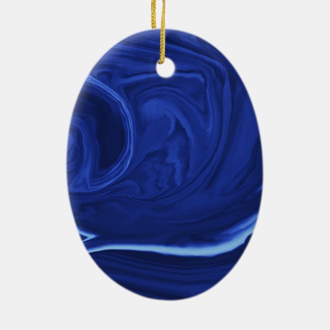Cobalt blue background Textured Handmade Ceramic Tree Decoration (Back)