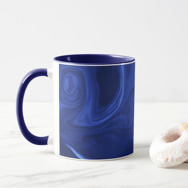 Cobalt blue background Textured Handmade Mug (With Donut)