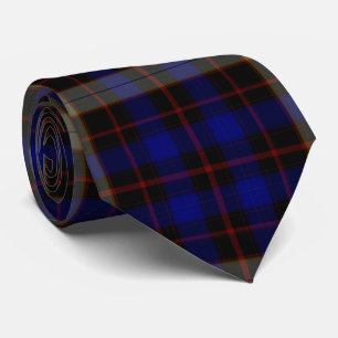 Cobalt Blue Black Red Tartan Plaid Flannel Tie