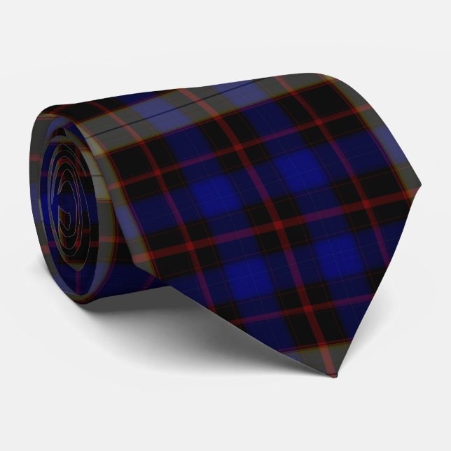 Cobalt Blue Black Red Tartan Plaid Flannel Tie (Rolled)