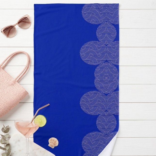 Cobalt Blue & Blush Pink Arches Geometric Pattern Beach Towel (Creator Uploaded)