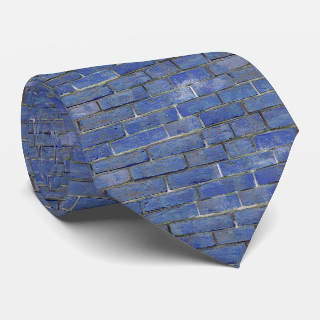 Cobalt Blue Brick Wall Pattern Tie (Rolled)