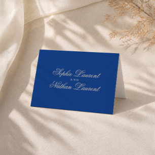 Cobalt Blue Calligraphy Wedding Thank You Card