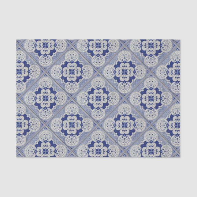 Cobalt Blue Ceramic Tile Tissue Paper (Front)