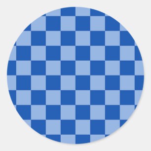 Cobalt Blue Chequerboard Classic Round Sticker