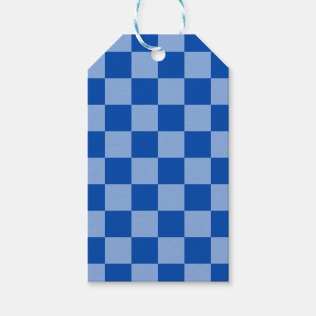 Cobalt Blue Chequerboard Gift Tags (Front)
