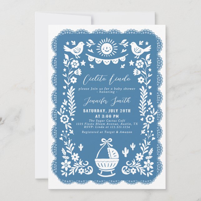 Cobalt Blue Cielito Lindo Baby Shower Invitation (Front)